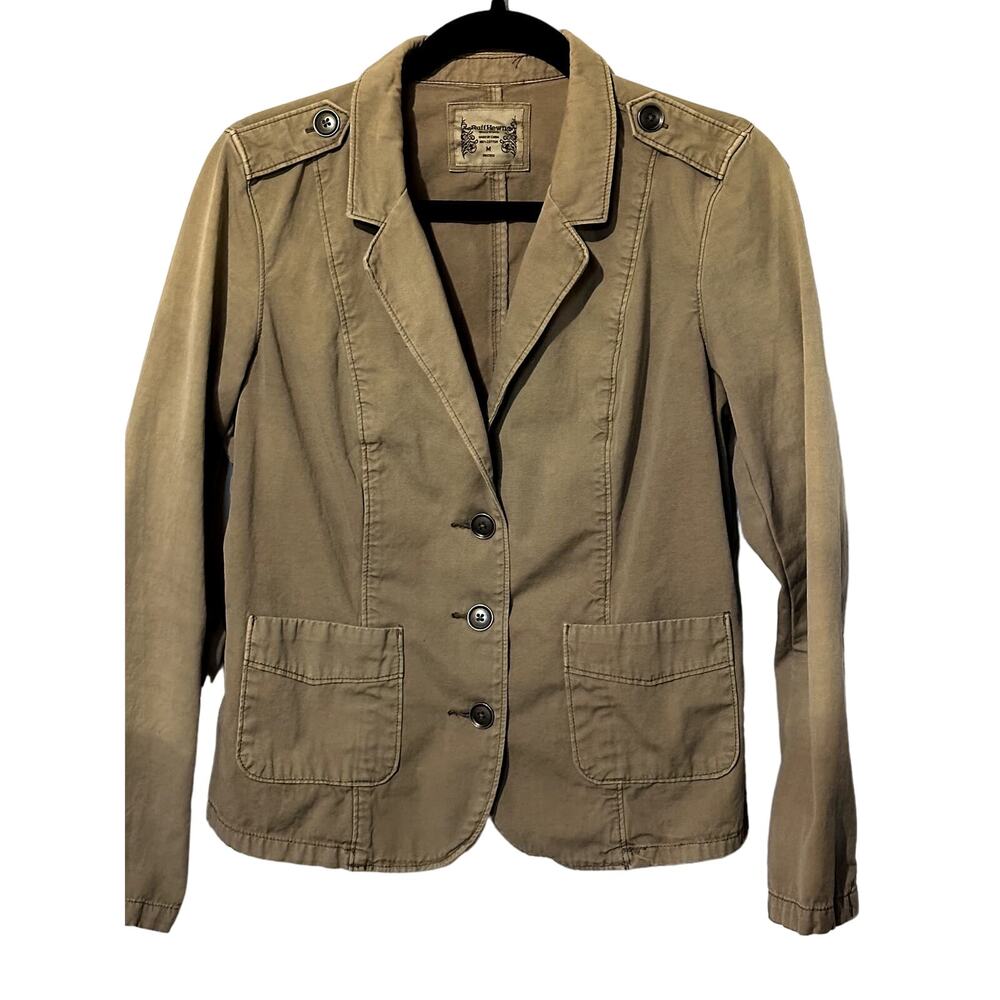 Ruff Hewn Well Worn 100% Cotton Button Front Women's Jacket Brown Sz Medium